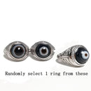 Herren Gothic Evil Eye Ball Design Charm Onyx Licht Ring Punk Finger Zubehör Frauen Edelstahl Mode Kristall Schmuck