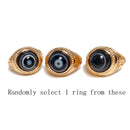 Herren Gothic Evil Eye Ball Design Charm Onyx Licht Ring Punk Finger Zubehör Frauen Edelstahl Mode Kristall Schmuck