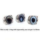 Herren Gothic Evil Eye Ball Design Charm Onyx Licht Ring Punk Finger Zubehör Frauen Edelstahl Mode Kristall Schmuck