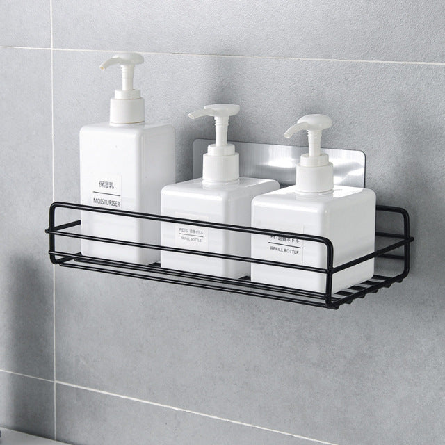 Estantes de baño de lujo sin perforar, estante de pared de ducha de aluminio a prueba de herrumbre, toallero para champú, accesorio organizador de baño
