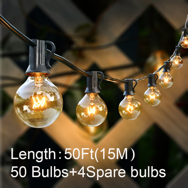 50Ft Patio String Light Outdoor Garland Lights Festoon G40 Globe Bulb Fairy String Light New Year Party Garden Garlands Decorate