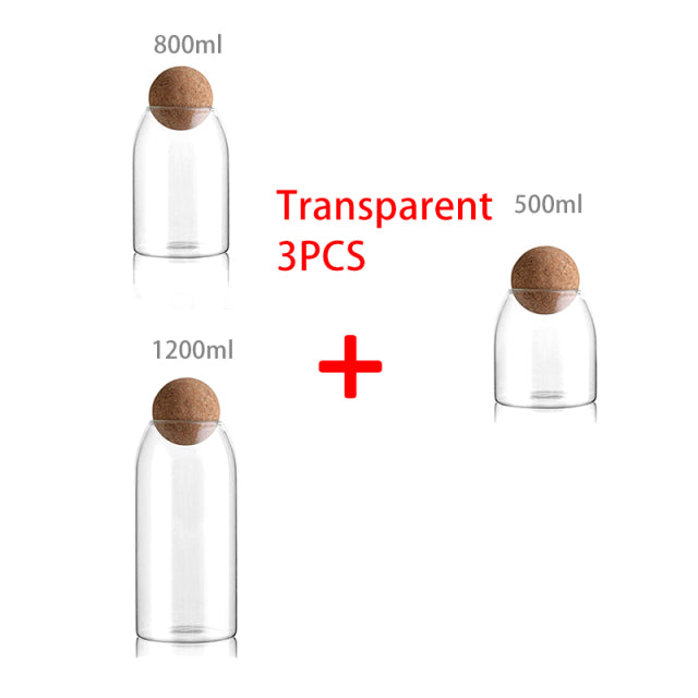 Kugelkorken bleifreies Glasglas transparent versiegelter Tank versiegelte Teedosen Müsli Vorratsflasche Gewürzflasche Dose Körnerbehälter