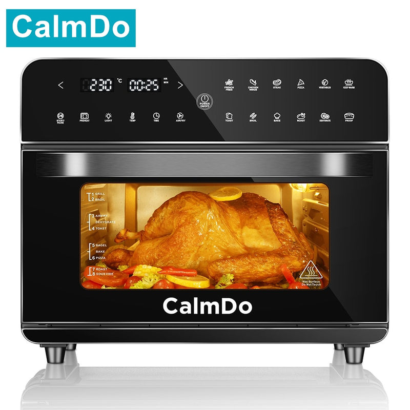 CalmDo 1800W Air Fryer Convection Oven 25L Digital Touchscreen Toaster Oven with 12 Preset Cooking Programs Pizza Machine Oven