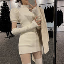 2022 Frühling Strickkleid Party Sexy Slim Casual Y2k Minikleid Pullover Frauen Design Langarm Elegantes Einteiliges Kleid Koreanisch