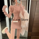 2022 Frühling Strickkleid Party Sexy Slim Casual Y2k Minikleid Pullover Frauen Design Langarm Elegantes Einteiliges Kleid Koreanisch