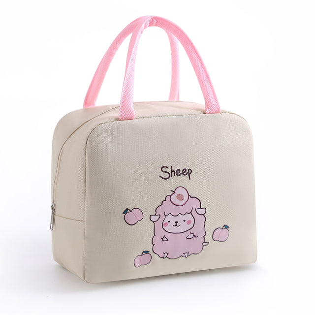 Portable Lunch Bag Lunch Box Thermal Insulated Canvas Tote Pouch Kids School Bento Portable Dinner Container Picnic Food Storage