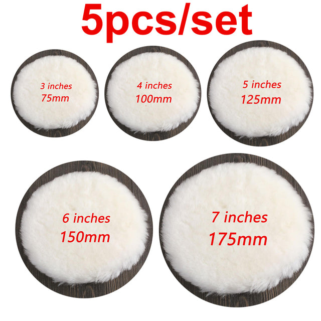5 Sizes 75-175mm Wool Polishing Disc Car Beauty Waxing Self-Adhesive Disc Imitated Wool Sponge Pad Auto Polisher Sponges Discs