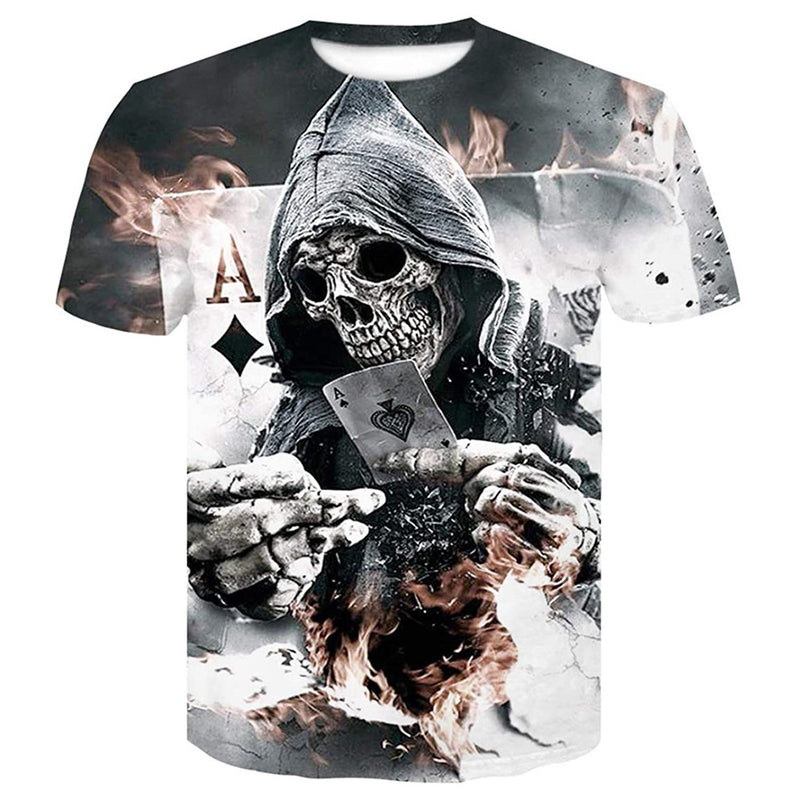 Camiseta de calavera de gran tamaño con estampado 3D para hombre, ropa de calle, tendencia de Hip Hop, camisetas Punk con personalidad de gran tamaño, camisetas de ocio Harajuku