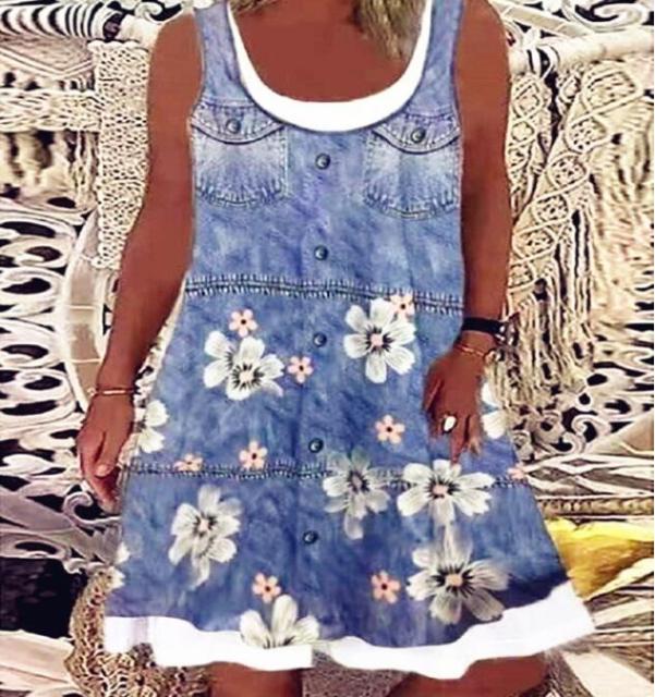 Mujeres 2022 suelto Vintage volantes tira Befree vestido grande grande estampado Patchwork verano Boho Casual fiesta playa vestidos de talla grande