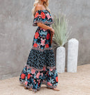 Sommer Druck Vintage Lange Kleider Für Frauen Sexy Off-Shoulder Rüschen Mode Boho Party Maxi Kleid 2022 Damen Strand Sommerkleid