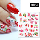 Harunouta 1 Bogen Wasserabziehbilder Transfer Schlange Obst Blume Sommer Alphabet Blätter Nail Art Maniküre Aufkleber Dekoration