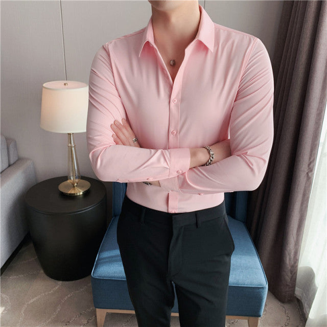 Camisa de manga larga de estilo británico Ropa de hombre Moda 2022 Otoño Ropa formal de negocios Chemise Homme Slim Fit Camisa Masculina