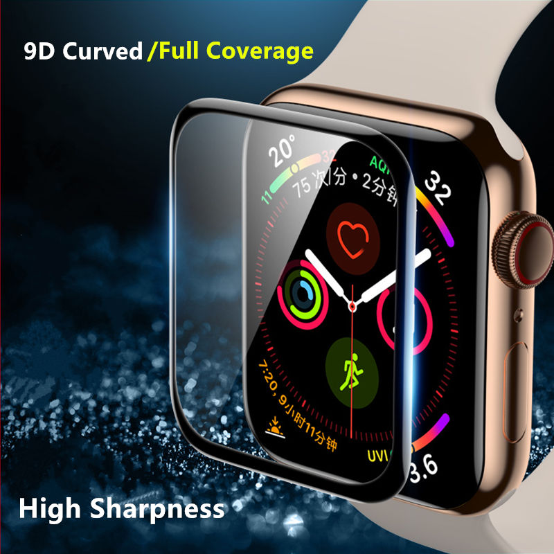 Weiches Glas für Apple Watch Serie 7 45 mm 41 mm iWatch 6 5 4 3 se 44 mm 40 mm 42 mm 38 mm 9D HD Full Film Apple Watch Displayschutzfolie