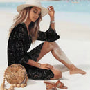 2021 Gehäkeltes weißes gestricktes Strand-Cover-Up-Kleid Tunika Pareos Bikini-Cover-Ups Swim Cover-Up Robe Plage Beachwear