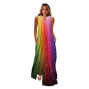 MOVOKAKA Frühlings-Sommer-Druck-langes Kleid-Frauen-Strand-Feiertags-beiläufige Mode-elegante Kleider-Partei-ärmellose V-Ausschnitt-Maxi-Kleider