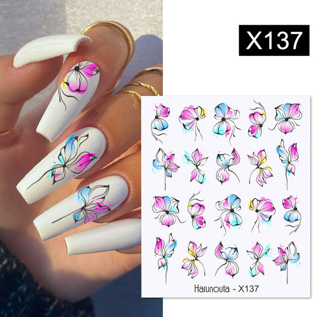 Harunouta 1 Sheet Water Decals Transfer Snake Fruit Flower Summer Alphabet Leaves Nail Art Manicure Stickers Decoration
