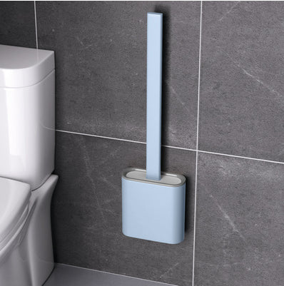 Juego de escobilla y soporte para inodoro de silicona montado en la pared para baño, cabezal de cepillo flexible Cepillo de inodoro de esquina de limpieza profunda