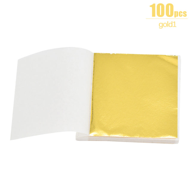100/200 hojas de papel de aluminio de imitación de oro y plata hoja dorada DIY arte papel para manualidades cumpleaños fiesta boda pastel postre decoraciones
