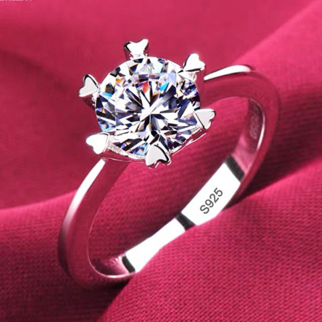 Nie verblassen 18 Karat Weißgold Ringe für Frauen 2,0 ct Rundschliff Zirkonia Diamant Solitär Ring Ehering Verlobung Brautschmuck
