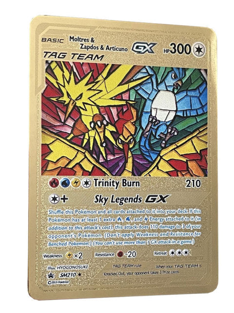 NEW Pokemon Cards Metal DIY Card Pikachu Charizard Golden Limited Edition Kids Gift Game Collection Cards