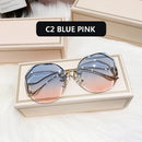 2022 Mode Tee Gradient Sonnenbrille Frauen Ozean Wasserschnitt getrimmte Linse Metall gebogene Tempel Sonnenbrille weiblich UV400
