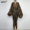Sexy bech high-quality hand-rolled feel silk rayon fashion print 2021 WINYI Maxi women&