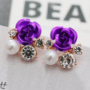 Joyería de moda 2022, pendientes étnicos de gota de rosa roja, pendientes grandes de diamantes de imitación Vintage para mujer, pendientes colgantes en espiral de oro rosa