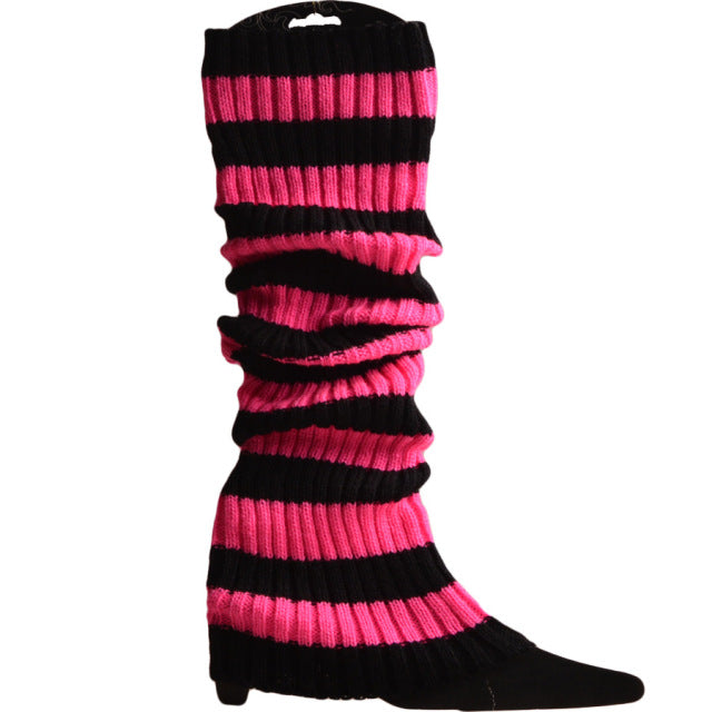 Punk sólido negro Cool Knit calcetines largos mujeres al aire libre hasta la rodilla calentadores de piernas elásticos 2022 señora cálido Delgado gótico Hip-hop Rock calcetín