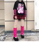 Punk Solid Black Cool Knit Lange Socken Frauen Outdoor Kniehohe Elastische Beinlinge 2022 Lady Warm Slim Gothic Hip-Hop Rock Socke