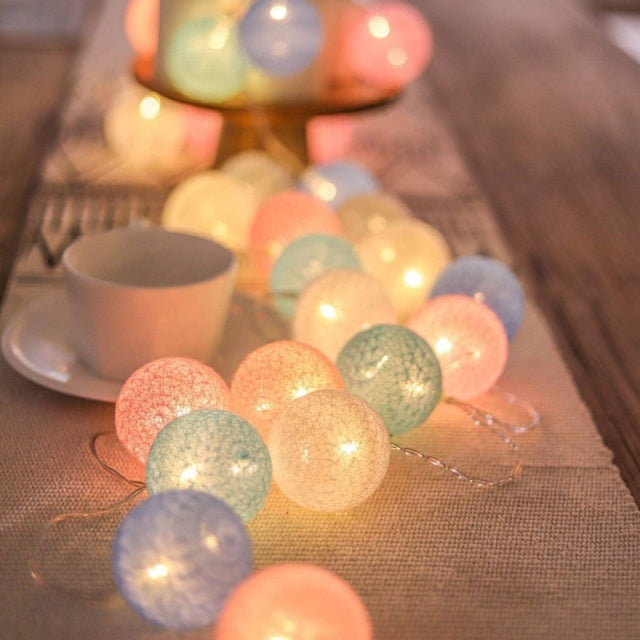 20 LED Cotton Ball Girlande Lichterketten Weihnachtsfee Lichterketten für Outdoor Urlaub Hochzeit Xmas Party Home Decoration