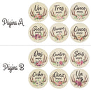 6 Stück hölzerne spanische Buchstaben Baby Milestone Cards Neugeborene Geburt monatliche Aufnahme Fotokarten Kinder Wachstumsalbum Souvenir Requisiten