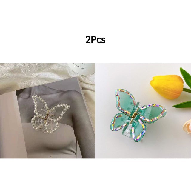 2022 Summer Small Transparent Butterfly Hair Claws Hairpin Cute Transparent Grabs Acrylic Hair Clip For Women Sweet Accessories