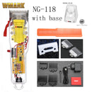 2021 WMARK Neues Modell NG-108 Wiederaufladbare Haarschneidemaschine Haarschneidemaschine Trimmer Transparente Abdeckung Weiße oder rote Basis 7300 U / min