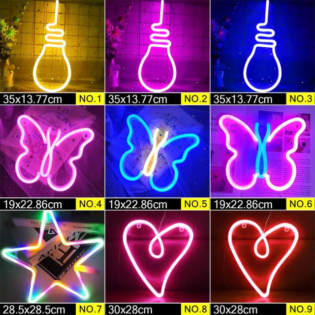 Großhandel LED Neon Nachtlicht Zeichen Wandkunst Zeichen Nachtlampe Weihnachten Geburtstagsgeschenk Hochzeit Wandbehang Neonlampe Wohnkultur