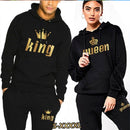 2022 Fashion Couple Sportwear Set KING oder QUEEN Printed Hooded Suits 2PCS Set Hoodie und Hose S-4XL