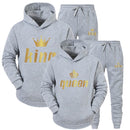 2022 Fashion Couple Sportwear Set KING oder QUEEN Printed Hooded Suits 2PCS Set Hoodie und Hose S-4XL