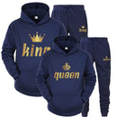 2022 Fashion Couple Sportwear Set KING oder QUEEN Printed Hooded Suits 2PCS Set Hoodie und Hose S-4XL