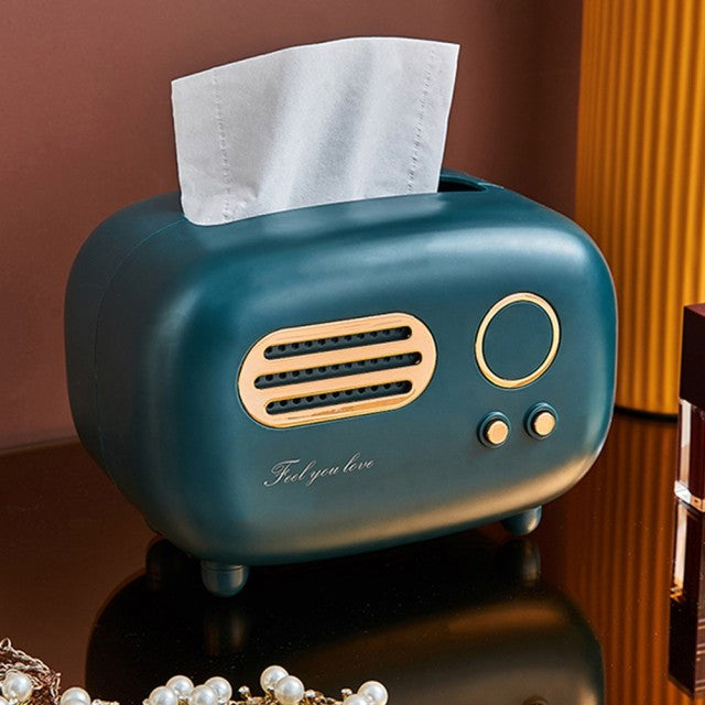 Retro Radio Modell Tissue Box Desktop Papierhalter Vintage Dispenser Aufbewahrung Serviettenetui Organizer Feuchttücher Dekorationsbox