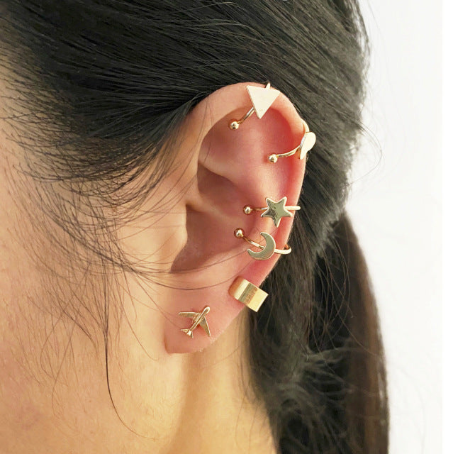 LATS Gold Blätter Ohr Manschette Schwarz Non-Piercing Ohrclip Ohrringe für Frauen Männer Gefälschte Knorpel Ohrring Manschette Trend Schmuck Großhandel