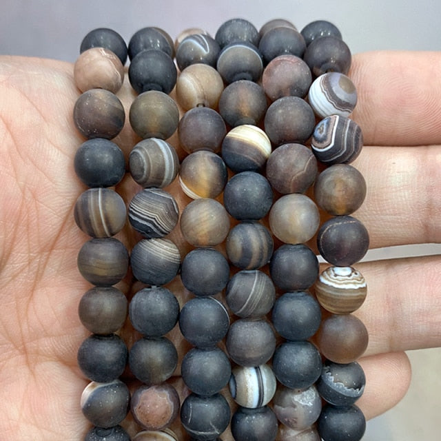 Natural Orange Stripe Onyx Agates Round Beads Diy Bracelet Necklace for Jewelry Making Accessories 15&quot; Strand 4 6 8 10 12 14MM