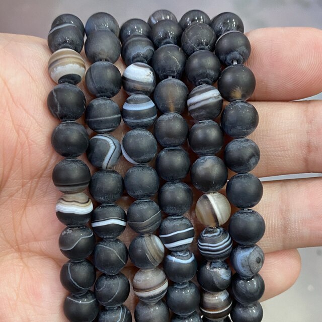 Natural Orange Stripe Onyx Agates Round Beads Diy Bracelet Necklace for Jewelry Making Accessories 15&quot; Strand 4 6 8 10 12 14MM