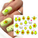 Anime Avocado Frucht Transfer Nagel Aufkleber Charms Sommer Wasser Aufkleber für Nägel Slider Charakter Bild Tattoo Aufkleber Dekoration