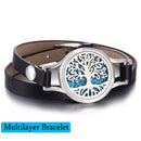Neues Baum des Lebens Aromatherapie Armband Ätherisches Öl Diffusor Armband Parfüm Medaillon Lederarmbänder für Frauen Armbänder