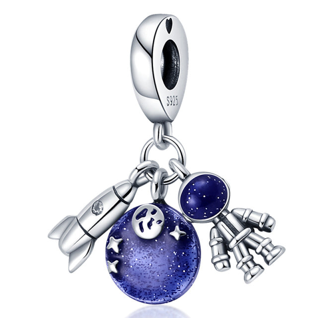 Plata charms of ley 925 plata Starry Sky Series Charm Safety Chain fit pandora 925 pulseras originales pulseira diy 2021 nuevo