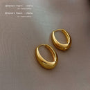 2020 New Classic Copper Alloy Smooth Metal Hoop Earrings For Woman Fashion Korean Jewelry Temperament Girl&