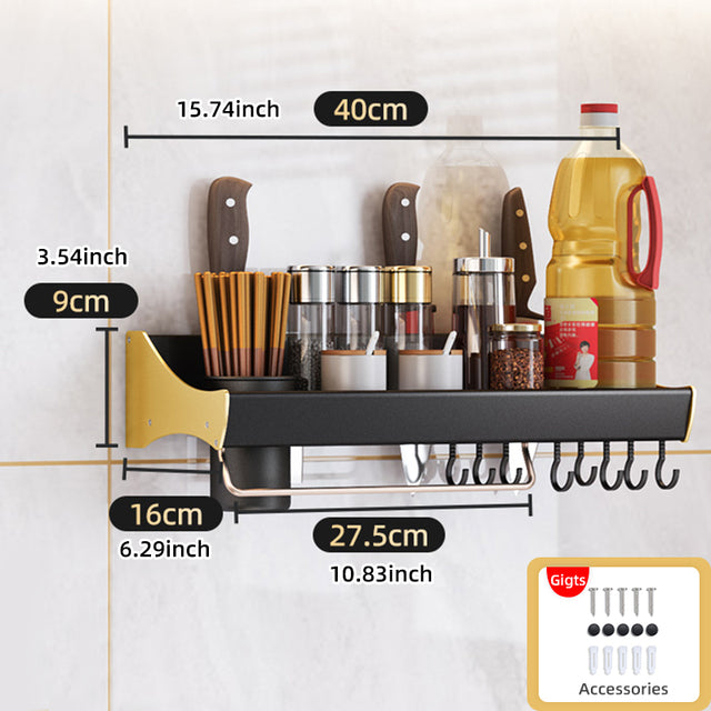 Joybos Kitchen Spice Organizer Set Punch-free Wall-mounted Racks Space Organizer Kitchen Shelf Kitchen Storage Organizer