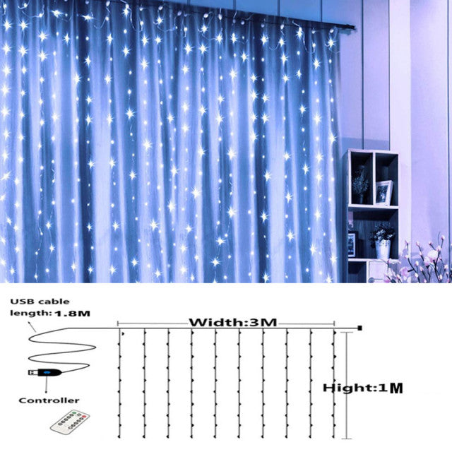 Guirnalda de luces de hadas para cortina de 3m, decoración para el hogar, decoración para fiesta de boda, Navidad, Año Nuevo 2022, decoración de Ramadán