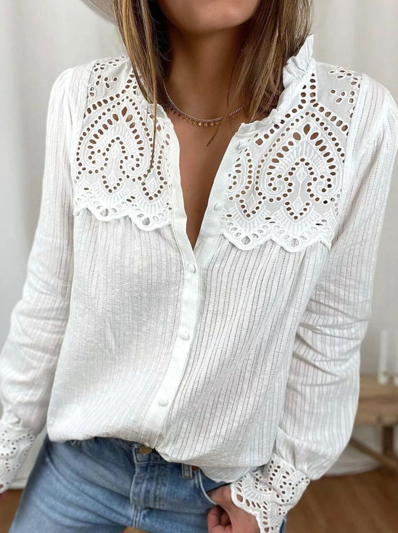 loose women blouses 2022 autumn new lace women shirt tops fashion casual round neck long sleeve women blouses