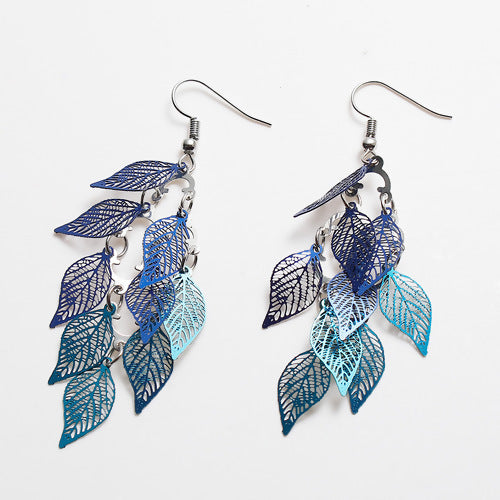 Pendientes de gota Vintage de moda de 8 estaciones, colgante de pluma de colores de hoja, borla para mujer, pendientes, accesorios, joyería, tendencia 2022