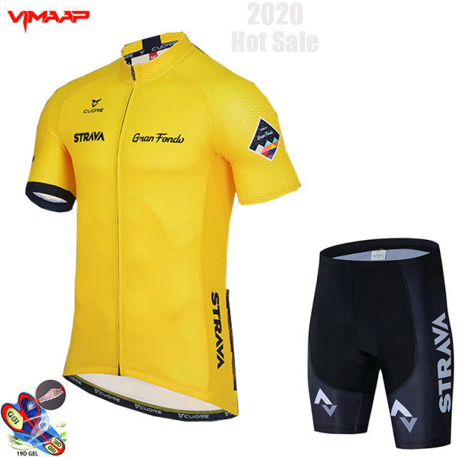 2022 New STRAVA Summer Cycling Jersey Set Breathable Team Racing Sport Bicycle Jersey Mens Cycling Clothing Short Bike Jersey